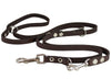 Dogs My Love Brown 6-Way Euro Leather Dog Leash, Adjustable Lead 49"-94" Long, 5/8" Wide (15 mm)