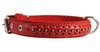 Genuine Leather Braided Studded Dog Collar Red 1" Wide. Fits 14"-18" Neck Brittany, Collie, Harrier