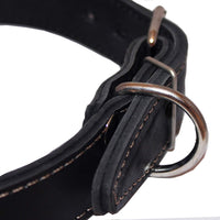 Genuine Leather Reflective Dog Collar 26"x1.5" Black Fits 18"-23" Neck