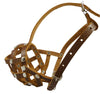 Secure Leather Mesh Basket Dog Muzzle #17 Brown - Spaniel,Poodle,Schnauzer(Circumf 9.5", Snout 2.5")