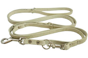 White 6 Way Euro Leather Dog Leash, Adjustable Lead 49"-94" Long, 1/2" Wide (12 mm) for Medium Dogs