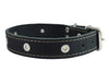 Genuine Leather Studded Dog Collar, Black, 1.25" Wide. Fits 15"-18.5" Neck . Amstaff