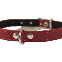 Red Genuine Leather Felt Padded Dog Collar 13"x1/2" Wide Fits 9"-12" Neck Yorkshire Terrier, Puppies