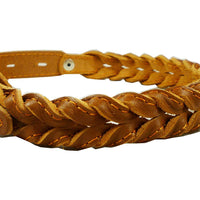 Genuine Leather Braided Dog Collar 11"-14" Neck, 7/8" Wide, Brown