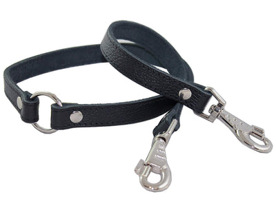 Genuine Leather Double Dog Leash - Two Dog Coupler (Black, Large (16