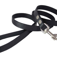 4' Genuine Leather Classic Dog Leash Black 3/4" Wide for Large Dogs