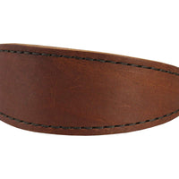 Brown Real Leather Tapered Dog Collar 1,5" Wide, Fits 8.5"-10.5" Neck, Small, Dachshund