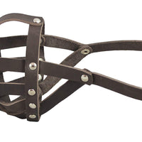Real Leather Dog Basket Muzzle #104 Brown - Amstaff (Circumference 11.8", Snout Length 3")