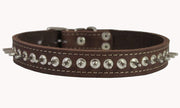 Thick Genuine Leather Spiked Dog Collar1" Wide Brown 17"-21" Neck 1" Wide Bulldog, Amstaff, Pitbull