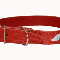 High Quality Genuine Leather Reflective Dog Collar 1" Red Fits 17.5"-22.5" Neck.