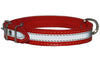 Genuine Leather Reflective Dog Collar 18" Long 7/8" Wide Red Fits 13"-15.5" Neck