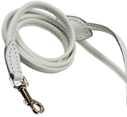 Dogs My Love 4ft Long Round Genuine Rolled Leather Dog Leash White