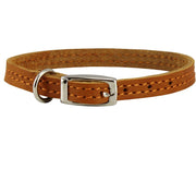 Genuine Leather Dog Collar 8"-9.5" Neck for Smallest Breeds and Young Puppies Tan