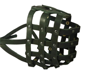Real Leather Dog Basket Muzzle #115 Black (Circumference 18", Snout Length 4.7") Mastiff, Great Dane