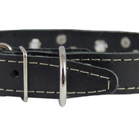 Genuine Leather Studded Dog Collar, Black, 1" Wide. Fits 13"-17.5" Neck Size