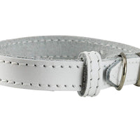 Genuine Leather Dog Collar for Smallest Dogs and Puppies 3 Sizes White