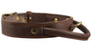 Genuine Leather Dog Collar, Rolled Leather Handle Brown