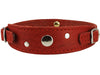 Genuine Leather Two Buckles Dog Collar 9.5"-12.5" Neck for Small Breeds and Puppies Red