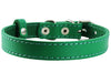 Genuine Leather Dog Collar for Smallest Dogs and Puppies 3 Sizes Green