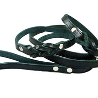 8' Genuine Leather Braided Dog Leash Black 3/4" Wide