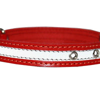 High Quality Genuine Leather Reflective Dog Collar 16" Long 3/4" Wide Red Fits 11"-13" Neck
