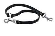 Genuine Leather Double Dog Leash - Two Dog Coupler (Black, Medium: 15" long by 5/8" wide)