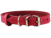 Genuine Leather Dog Collar for Smallest Dogs and Puppies 3 Sizes Pink