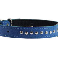 Dogs My Love Genuine Leather Studded Padded Dog Collar 15" x5/8" Wide Fits 10"-13" Neck