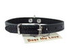 Black Genuine Leather Felt Padded Dog Collar 13"x1/2" Wide Fits 9"-12" Neck, Maltese, Puppies