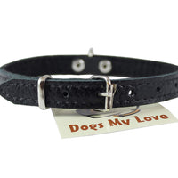 Dogs My Love Genuine Leather Felt Padded Dog Collar X-Small 11" x1/2" Wide Fits 8"-10" Neck