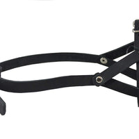 Adjustable Leather Loop Bite Bark Control Easy Fit Dog Muzzle Black. Fits 10.5"-12.5" Snout.