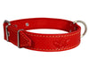 Dogs My Love Genuine Leather Dog Collar 1.25"x22" Fits 15"-20" Neck, Red, German Shepherd