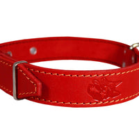 Dogs My Love Genuine Leather Dog Collar 1.25"x22" Fits 15"-20" Neck, Red, German Shepherd