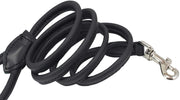 Dogs My Love 4ft Long Round Genuine Rolled Leather Dog Leash Black