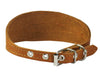 Tan Real Leather Tapered Extra Wide Whippet Dog Collar 2" Wide, Fits 11.5"-15" Neck, Medium