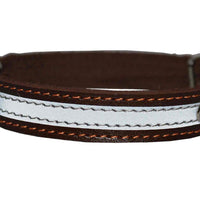 High Quality Genuine Leather Reflective Dog Collar 16" Long 3/4" Wide Brown Fits 11"-13" Neck