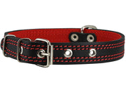 Genuine Leather Dog Collar Padded Black 3 Sizes