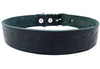 1.25" Wide Tooled Leather Dog Collar Black Medium/Large. Fits 16"-21" Neck