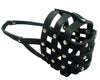 Black Soft Genuine Leather Dog Basket Muzzle #109 - Boxer, Bulldog (Circumf 13", Snout Length 3.5")