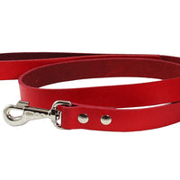 Dogs My Love Genuine Leather Classic Dog Leash 4 Ft Long 9 Sizes Red