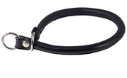 Round Genuine Rolled Leather Choke Dog Collar 25" Long Black Xlarge