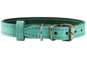 Genuine Leather Dog Collar for Smallest Dogs and Puppies 3 Sizes Turquoise