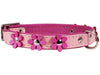 Real Leather Daisy Flowers Dog Collar Pink/Baby-Pink
