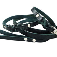 8' Genuine Leather Braided Dog Leash Black 3/4" Wide