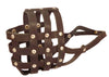 Real Leather Dog Basket Muzzle #107 Brown - Pit Bull, AmStaff (Circumference 12", Snout Length 3.5")
