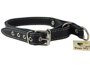 Martingale Genuine Black Double Ply Leather Dog Collar Choker Medium to Large Fits 17.5"-21" Neck.