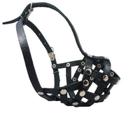 Secure Leather Mesh Basket Dog Muzzle #17 Black - Spaniel, Poodle (Circumf 9.5", Snout 2.5")