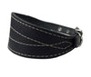 Black Real Leather Tapered Extra Wide Whippet Dog Collar 2" Wide, Fits 11.5"-15" Neck, Medium