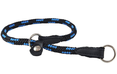 Dogs My Love Round Braided Rope Nylon Choke Dog Collar with Sliding Stopper Blue/Black