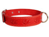 Genuine Leather Dog Collar 1.4"x25" Fits 17"-22" Neck, Red German Shepherd